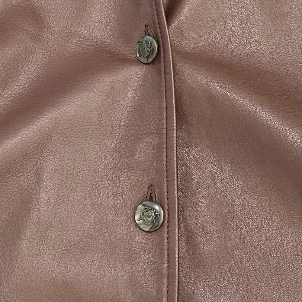 Lauren Ralph Lauren Brown Faux Leather Dark Navy (Black) Knit Cardigan - Picture 12 of 12